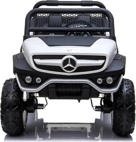 LEAN CARS Elektrické autíčko Mercedes Unimog 4x4 biele, LED, MP3