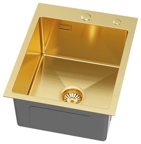 Erga HD, 1-komorový oceľový drez 400x500x210 mm, zlatá matná, ERG-MLS-HD4050G