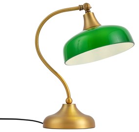 Klasická stolná lampa bronzová so zeleným opálovým sklom - Clerk