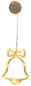 ACA Lighting LED vianočné zvonček do okna, teplá biela farba, IP20, 3xAAA, prísavka