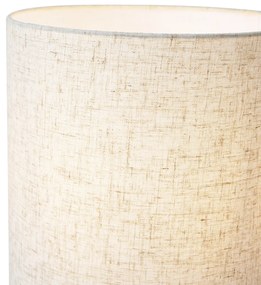 Japandi stolná lampa čierna s ľanovým tienidlom - Dahlia