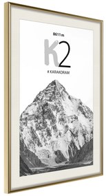 Artgeist Plagát - K2 [Poster] Veľkosť: 40x60, Verzia: Zlatý rám s passe-partout