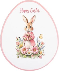 Dekoračný plastový veľkonočný tanier v tvare vajíčka Happy Easter - 35*29*1 cm