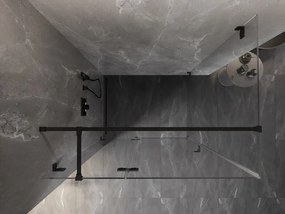 Mexen Lunar T, výklopný ľavý sprchový kút 140 x 110 cm, 8mm číre sklo, čierny profil, 834T-140-110-70-00-L