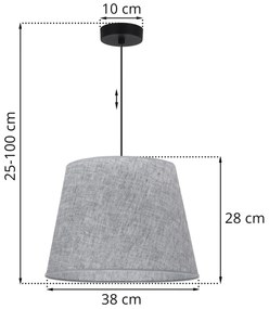 Závesné svietidlo Len1, 1x šedé textilné tienidlo, (fi 38 cm), b