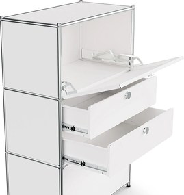 Kovová komoda »CN3« s 2 výklopnými priečinkami a 2 zásuvkami, biela