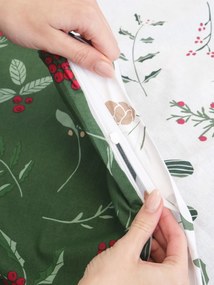 Vianočná bavlnená obliečka na vankúšik Renforcé 40 × 40 cm - Cezmínové vetvičky