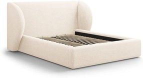 Krémová čalúnená dvojlôžková posteľ s úložným priestorom s roštom 180x200 cm Miley – Micadoni