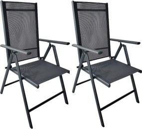 TRENDIE Záhradné stoličky s polohovateľným operadlom sada 2ks sivé