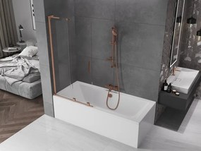Mexen Velar L, 2-krídlová posuvná vaňová zástena 90 x 150 cm, 8mm číre sklo, medená matná, 896-090-003-01-65