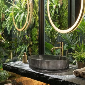 Rea Mirella Black, umývadlo na dosku 495x380x125 mm, dymové sklo-čierna, REA-U3524