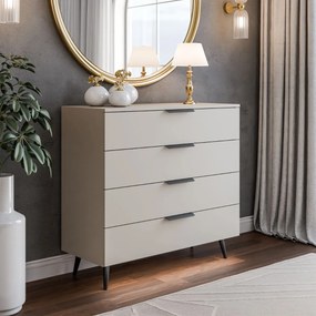 KOMODA MARION 2S KAŠMÍR ČIERNE ÚCHYTKY + NOŽIČKY LED 95 cm