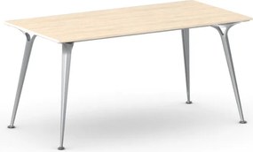 Rokovací kancelársky stôl PRIMO ALFA, 160x80 cm, sivostrieborná podnož, breza