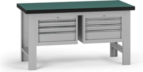 Pracovný stôl do dielne G8, 1500 x 750 x 800 mm, 2x kontejner, 6 zásuviek, sivá