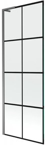 Mexen Next L, 1-krídlová vaňová zástena 70 x 150 cm, 6mm číre sklo-čierny vzor, grafitový profil, 895-070-000-03-77-95