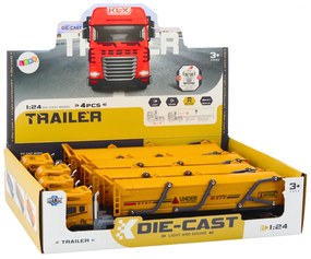 LEAN TOYS Nákladné auto s prívesom TIR Transport 1:24, zvuky, svetlá – žlté