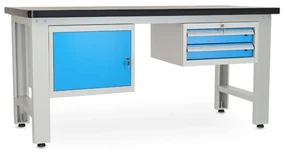 Dielenský stôl Solid MDF-12, 180 cm, 2 závesné boxy, čierna