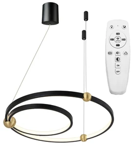 Toolight Toolight, LED závesné svietidlo Black Ring + diaľkové ovládanie APP692-30-50, čierna, OSW-06095