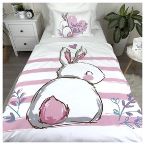 Bielo-ružové bavlnené detské obliečky do postieľky 100x135 cm Bunny "Sweet" – Jerry Fabrics