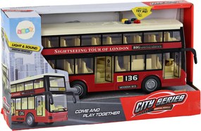 LEAN Toys Poschodový mestský autobus so svetlami a zvukmi červený 1:16