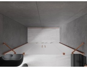 Mexen Velar Duo, posuvné sprchové dvere do otvoru 180 cm, 8mm sklo námraza, ružové zlato, 871-180-000-32-60