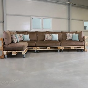 Golden Garden Paletové sedenie GG93/1 - Podsedáky a Vankúše "FIT IN" 120cm x 80cm x 15cm - penový granulát - capuccino