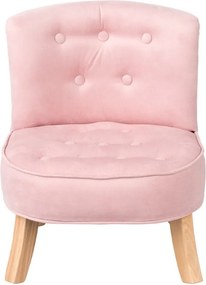 Detské kreslo velvet ružové 17 cm Drevo