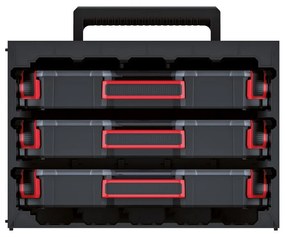Skrinka s 3 krabičkovými organizérmi 41,5 × 29 × 29 cm, čierna