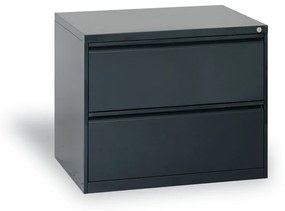 Dvojradová kovová kartotéka A4, 2 zásuvky, antracitová