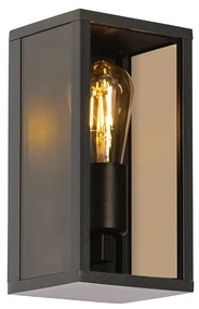 Vonkajšia nástenná lampa čierna s dymovým sklom 26 cm IP44 - Charlois