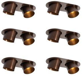 Sada 6 zapustených bodových svetiel tmavý bronz GU10 70 mm naklápacie 2-svetelné - Installa