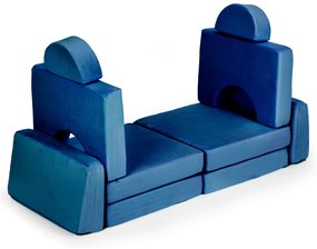 Modulárna rozkladacia pohovka pre deti veľká 2-miestna DIY 10 mäkkých vankúšov - modrá ECOTOYS