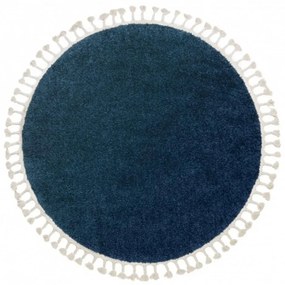 Kusový koberec Shaggy Berta tmavo modrý kruh 120cm