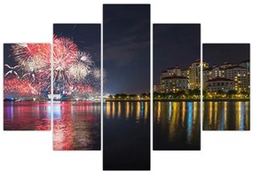 Obraz ohňostroja v Singapure (150x105 cm)