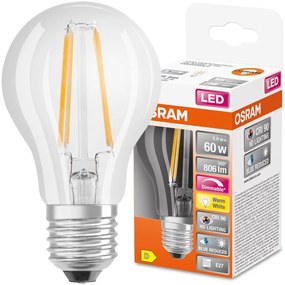 LED žiarovka E27 A60 5,8W = 60W 806lm 2700K Warm 300° CRI90 Stmievateľné vlákno OSRAM SUPER STAR+