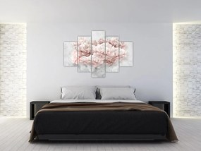 Obraz - Ružové kvety na stene (150x105 cm)