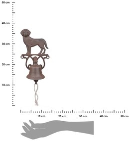 Záhradný zvonček Dog, 25x14 cm, liatina, hnedá