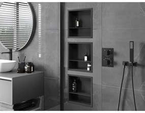 Mexen X-Wall-R, polička na zapustenie na obklad s golierom 30 x 30 cm, čierna matná, 1970303010S