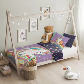 DETSKÉ BAVLNENÉ OBLIEČKY UNICORN 100X135 CM, 1KS 40X60 CM VZOROVANÉ
