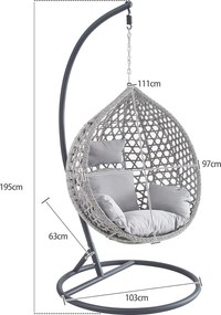 Závěsné houpací křeslo Houseland Imogen šedé S