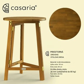 InternetovaZahrada Barový skladací stôl Ø80 cm - agát