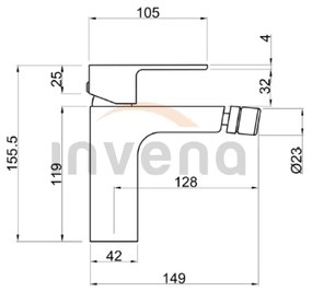 Invena Nyks, stojanková bidetová batéria, chróm lesklý, INV-BB-28-001-S