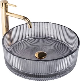 Rea Ingrid, sklenené umývadlo na dosku 40x40x13 cm, šedá, REA-U0279