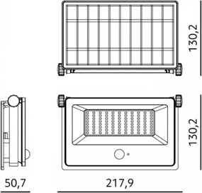 LED solárny reflektor so senzorom NCS G2 LED/30W/3,7V 3000/4000/6500K IP54 5200 mAh