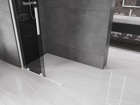 Mexen Velar, sprchová zástena s posuvnými dverami Walk-in 85 x 200 cm, 8mm šedé sklo, biela matná, 871-085-000-43-20