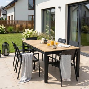 Záhradný stôl obdĺžnikový JOY 140 – 180 cm rozkladací sivý dub/čierna
