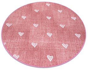 Okrúhly koberec pre deti HEARTS Jeans, vintage srdce - ružová Veľkosť: kruh 200 cm