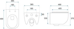 Rea Carlo Mini, závesná WC misa 490x365x370mm, Rimless Tornado NF + toaletné WC sedadlo, biela lesklá, REA-C1260