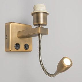 Nástenná lampa bronzová vrátane LED s ramenom na čítanie - Brescia Combi