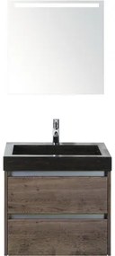 Kúpeľňový nábytkový set Sanox Dante farba čela tabacco ŠxVxH 61 x 170 x 45,5 cm s umývadlom z prírodného kameňa a zrkadlom s LED osvetlením